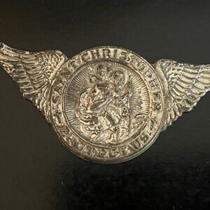 Vintage Emblem of Saint Christopher Protect Us emblem with wings 3" - no pins
